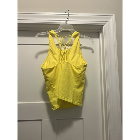 Fabletics Athletic Tank Top Women's Size Large Yellow High Neck Active Shelf Bra - Picture 2 of 4
